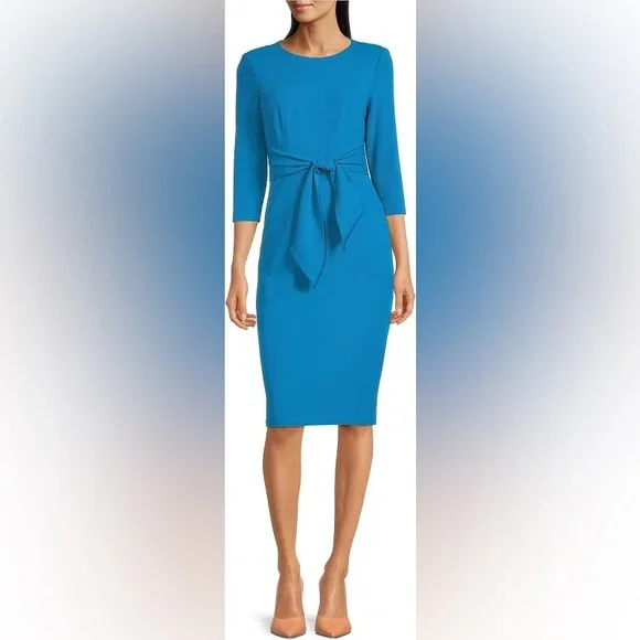 Adrianna Papell | Dresses | Adrianna Papell Us 4 Nwt Sheath Dress Precio  Peri Blue Knit Crepe Tie Waist | Poshmark